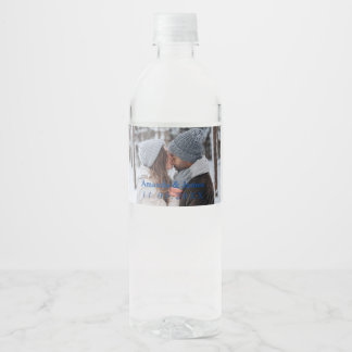 Étiquette Pour Bouteilles D'eau Mariage élégant Photo favorise rustique