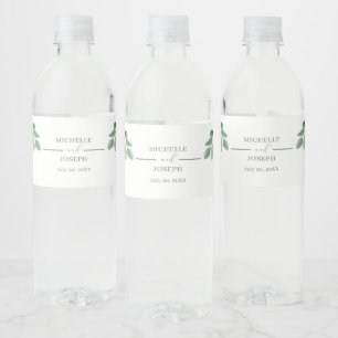 Étiquette Pour Bouteilles D'eau Mariage Eucalyptus Sage Vert Aquarelle