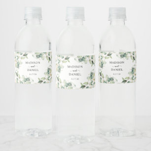 Étiquette Pour Bouteilles D'eau Mariage Feuille d'or Eucalyptus