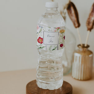 Étiquette Pour Bouteilles D'eau Mariage Fleur sauvage multicouleur simple