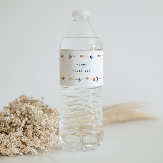 Étiquette Pour Bouteilles D'eau Mariage floral élégant (Créateur téléchargé)