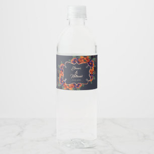 Étiquette Pour Bouteilles D'eau Mariage Floral Gothique Élégant