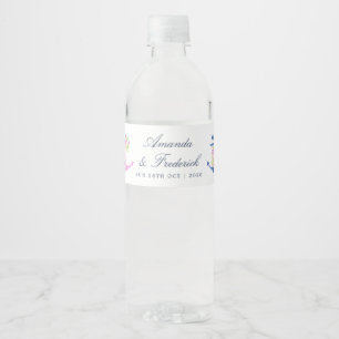 Étiquette Pour Bouteilles D'eau Mariage Floral Nautique Aquarelle