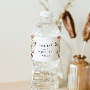 Étiquette Pour Bouteilles D'eau Mariage floral rustique d'automne