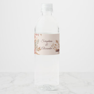 Étiquette Pour Bouteilles D'eau Mariage floral rustique de l'automne