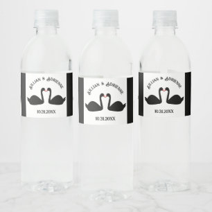 Étiquette Pour Bouteilles D'eau Mariage gothique Baiser Black Swans Personnalisé