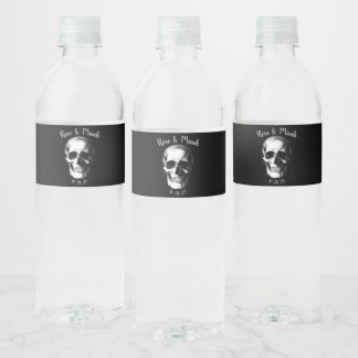 Étiquette Pour Bouteilles D'eau Mariage gothique du crâne