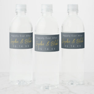 Étiquette Pour Bouteilles D'eau Mariage gris et blanc