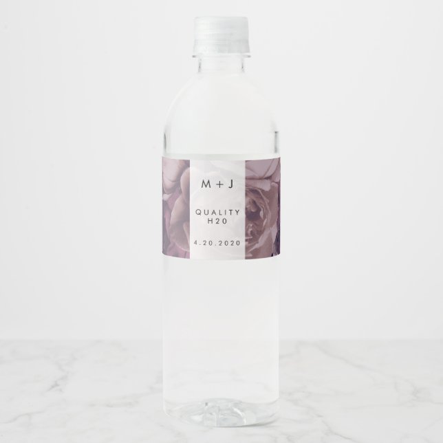Étiquette Pour Bouteilles D'eau Mariage Imaginaire violet (Devant)