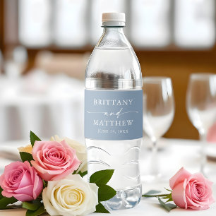 Étiquette Pour Bouteilles D'eau Mariage minimaliste moderne calligraphie bleu pous