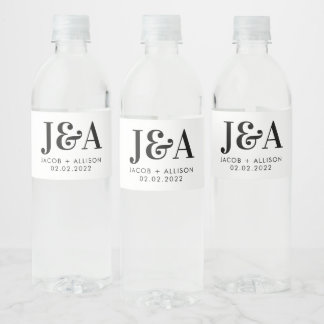 Étiquette Pour Bouteilles D'eau mariage monogramme élégant faveur fête de mariée