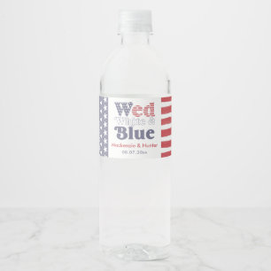 Étiquette Pour Bouteilles D'eau Mariage Rétro Mercredi Blanc Bleu Jardin