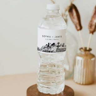 Étiquette Pour Bouteilles D'eau Mariage Skyline Seattle