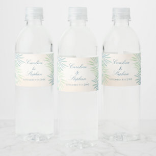 Étiquette Pour Bouteilles D'eau Mariage sur la plage de sable et de palmiers