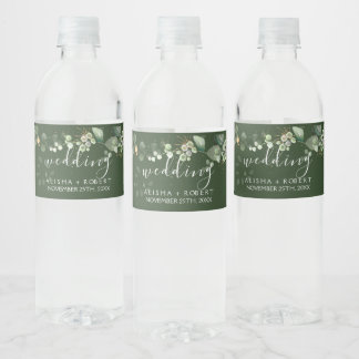 Étiquette Pour Bouteilles D'eau Mariage vert forestier