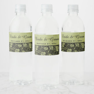 Étiquette Pour Bouteilles D'eau Mariage vintage, Feuilles de vigne de raisin victo