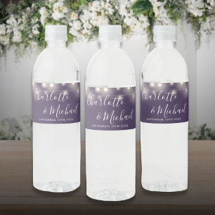 Étiquette Pour Bouteilles D'eau Mariage violet du script de signature