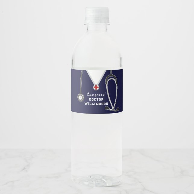 Étiquette Pour Bouteilles D'eau Médecin personnalisé (Devant)
