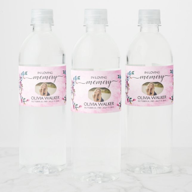 Étiquette Pour Bouteilles D'eau Mémorial photo en mémoire d'amour (Bouteilles)