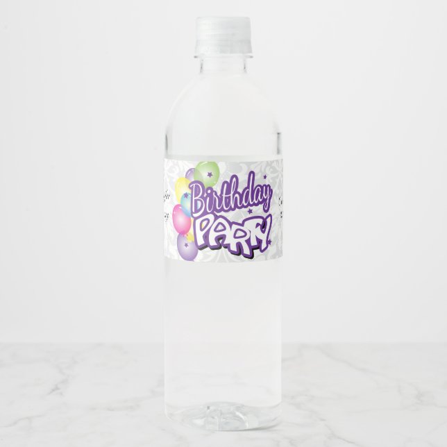 Étiquette Pour Bouteilles D'eau Merci Anniversaire - Violet (Devant)