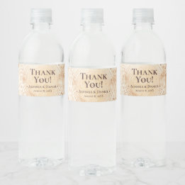 Étiquette Pour Bouteilles D'eau Merci d'écorce de bois rustique Mariage