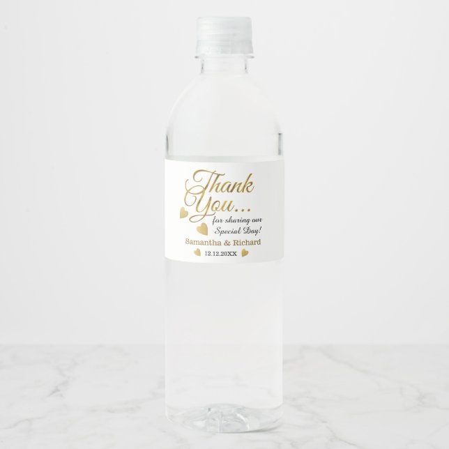 Étiquette Pour Bouteilles D'eau Merci d'or Favoriser (Devant)