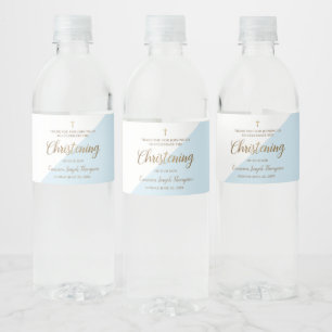 Étiquette Pour Bouteilles D'eau Merci moderne de Bleu doré