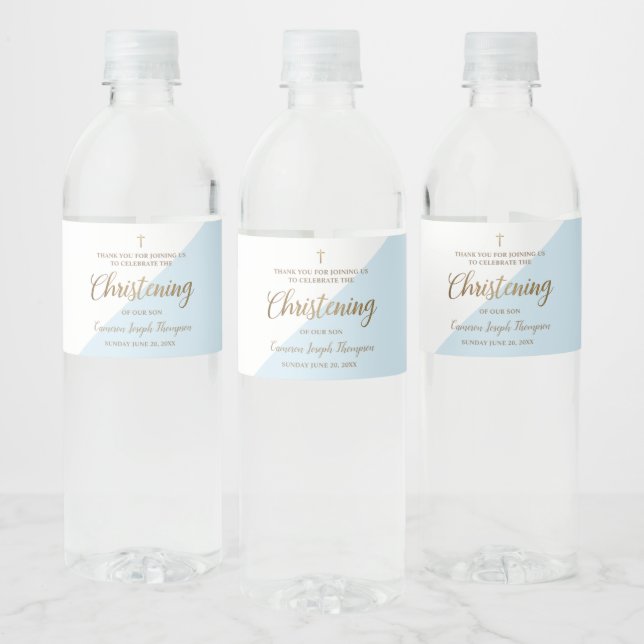 Étiquette Pour Bouteilles D'eau Merci moderne de Bleu doré (Bouteilles)