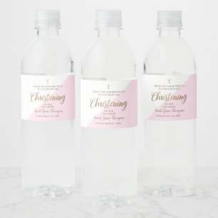 Étiquette Pour Bouteilles D'eau Merci moderne Pink Gold Christening