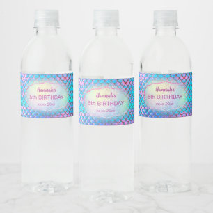 Étiquette Pour Bouteilles D'eau mermaid anniversaire de enfant