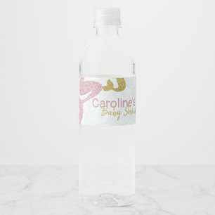 Étiquette Pour Bouteilles D'eau Mermaid Baby shower bouteille d'eau Rose or