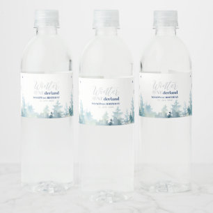 Étiquette Pour Bouteilles D'eau Merveilleux Noël Argent & Bleu Fête d'anniversaire