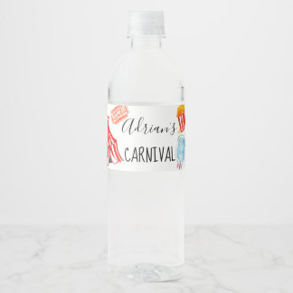 Étiquette Pour Bouteilles D'eau Mignonne bouteille d'anniversaire du carnaval de c