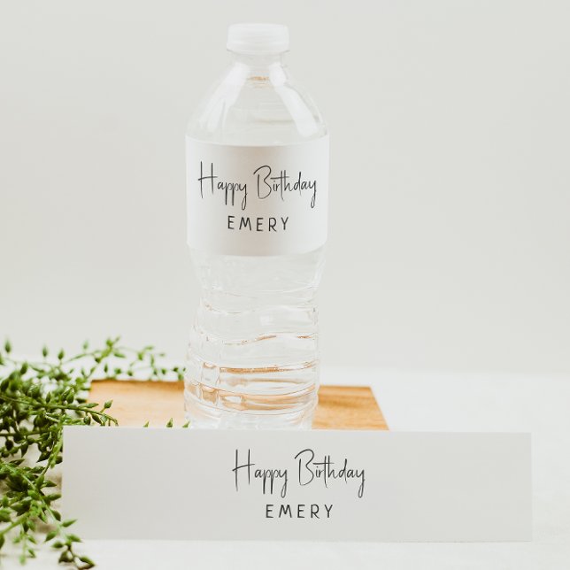 Étiquette Pour Bouteilles D'eau Mini-Sexe Neutre Joyeux Anniversaire Avec Nom (Créateur téléchargé)