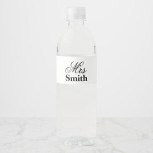 Étiquette Pour Bouteilles D'eau Mme Nom Personnalisé Blanc Noir