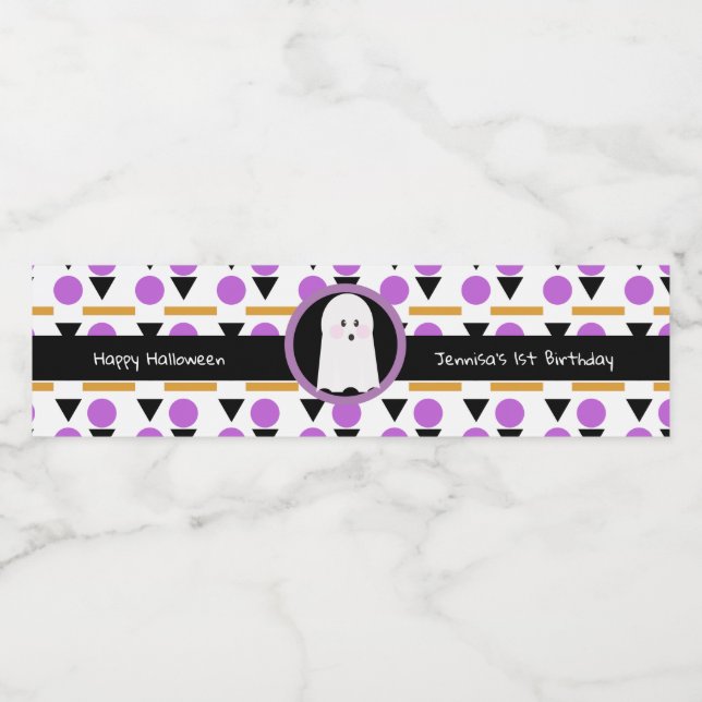 Étiquette Pour Bouteilles D'eau Modèle d'anniversaire fantôme Happy Halloween (Étiquettes simples)