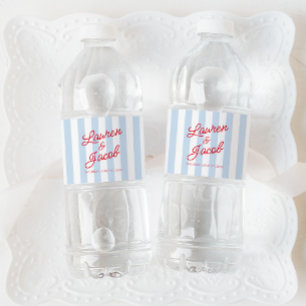 Étiquette Pour Bouteilles D'eau Moderne Minimaliste Minimaliste Rayures Bleues Rou