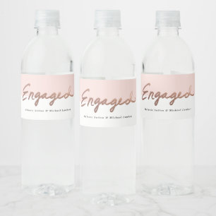 Étiquette Pour Bouteilles D'eau Moderne Or Rose Main Courante Fiancés
