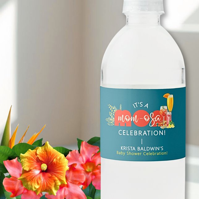 Étiquette Pour Bouteilles D'eau Mom-osa Baby Shower Water Bottle Labels (Créateur téléchargé)