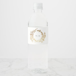 Étiquette Pour Bouteilles D'eau Monogram Crest classique Mariage élégant