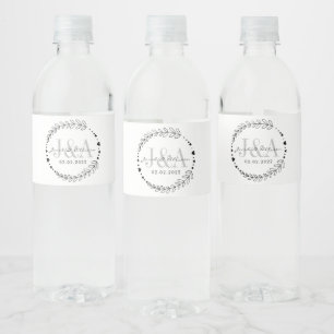 Étiquette Pour Bouteilles D'eau monogramme élégant bar moderne mariage