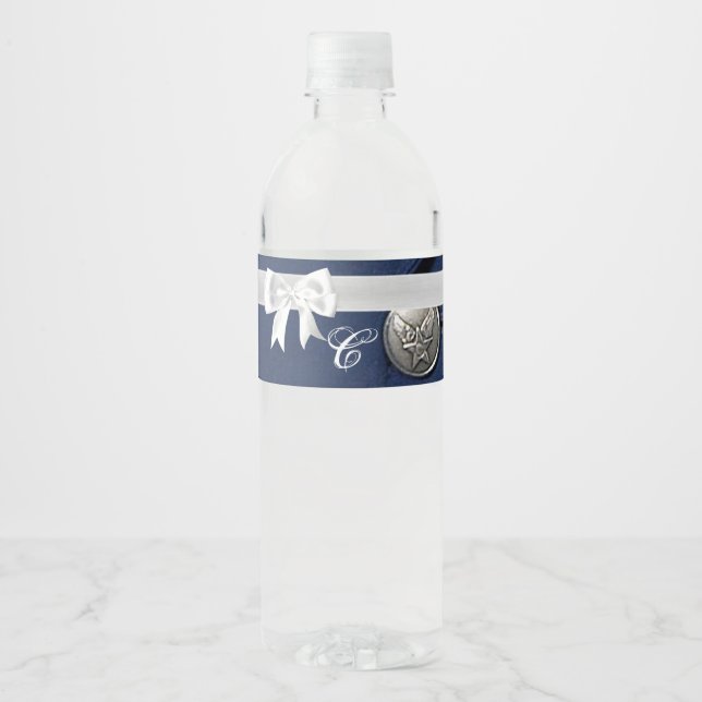 Étiquette Pour Bouteilles D'eau Monogramme initiale bouteille d'eau Étiquette AirF (Devant)