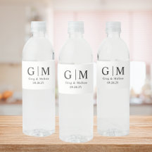 Monogramme Mariage bouteille d'eau Étiquette Maria