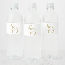 Étiquette Pour Bouteilles D'eau Monogramme Mariage Simple Personnalisé Avec Nom