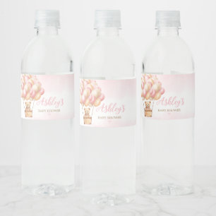 Étiquette Pour Bouteilles D'eau Montgolfière Ours Rose 