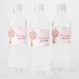 Étiquette Pour Bouteilles D'eau Montgolfière Rose Fête de Bébé