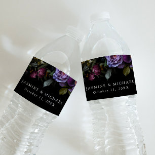 Étiquette Pour Bouteilles D'eau Moody Gothic Purple Floral Mariage