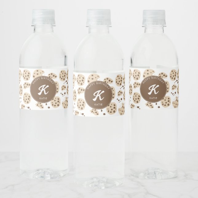 Étiquette Pour Bouteilles D'eau Motif de cookies à puces de chocolat (Bouteilles)