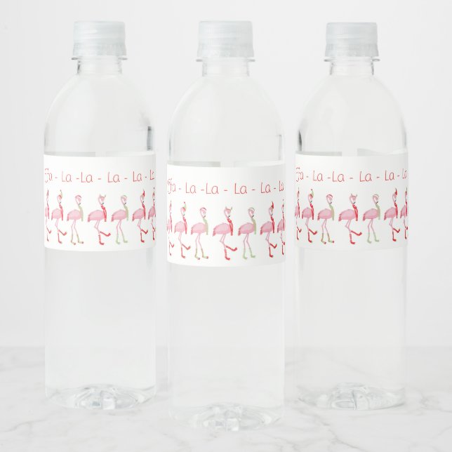 Étiquette Pour Bouteilles D'eau Motif Flamingo rose pâle (Bouteilles)