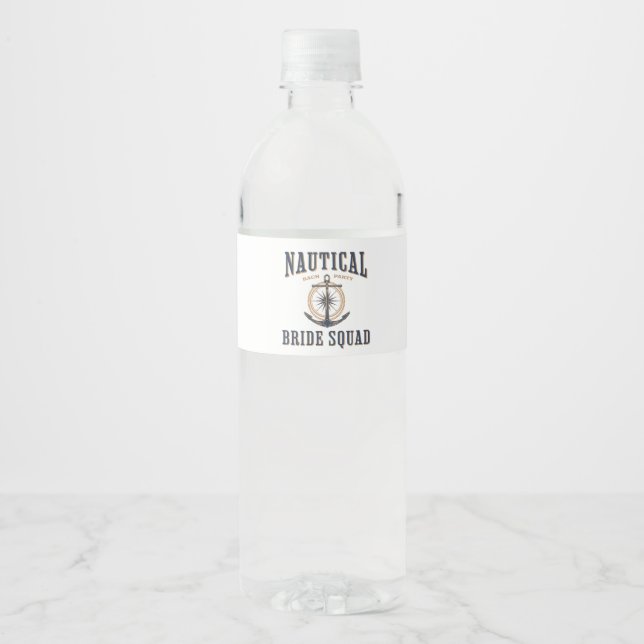 Étiquette Pour Bouteilles D'eau nautical bachelorette party bride squad (Devant)